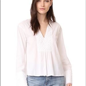 Theory Silk Blouse Matara Pebbled White